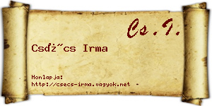 Csécs Irma névjegykártya